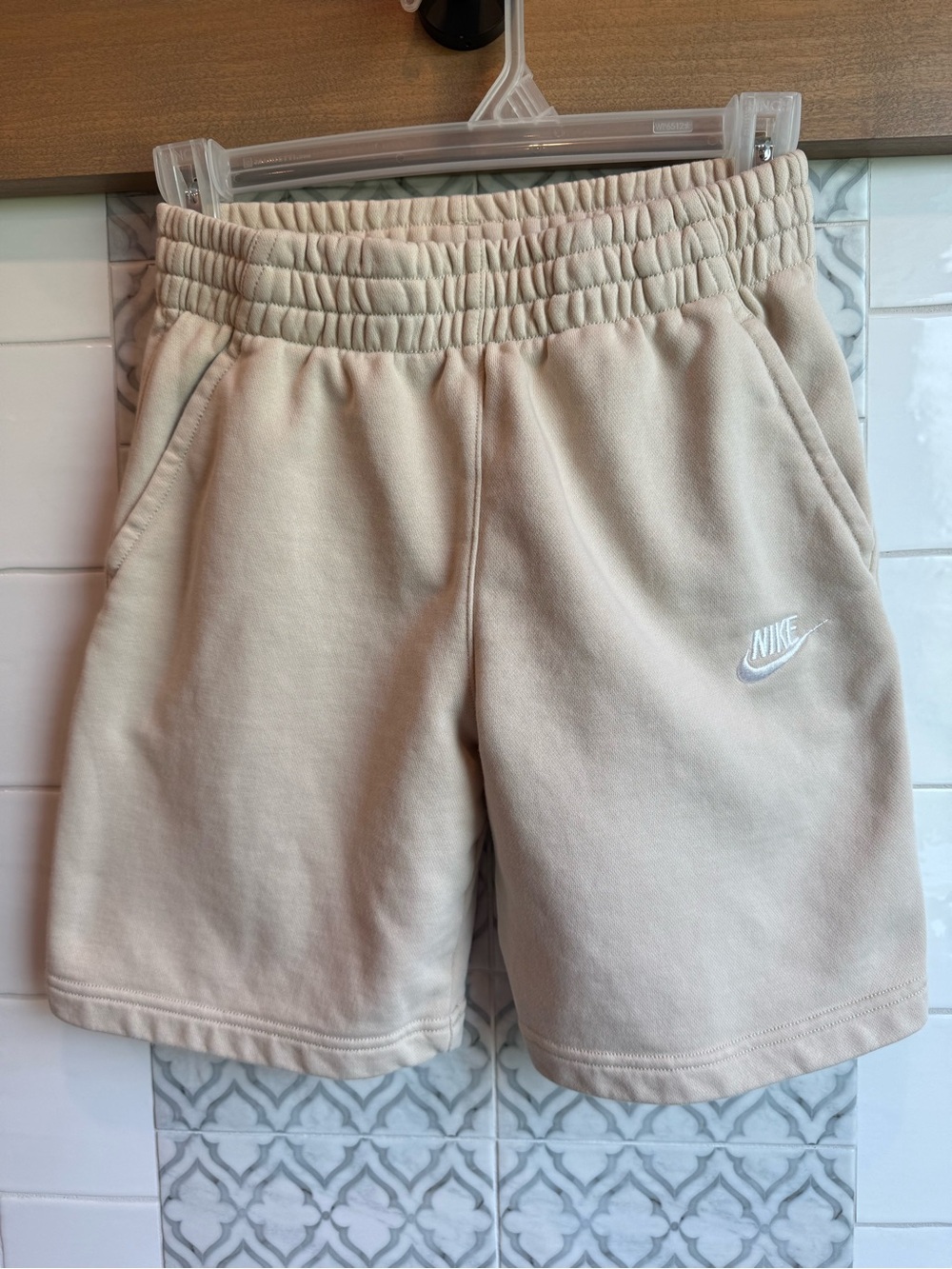 Nike Big boys Beige Elastic Waist Athletic Shorts
